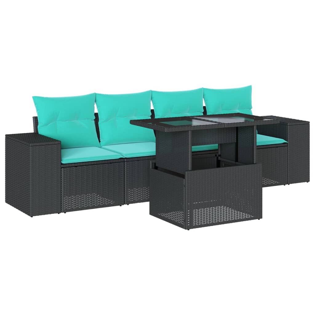 5-Teiliges Gartensofa-Set Mit Kissen, Es Polyrattan