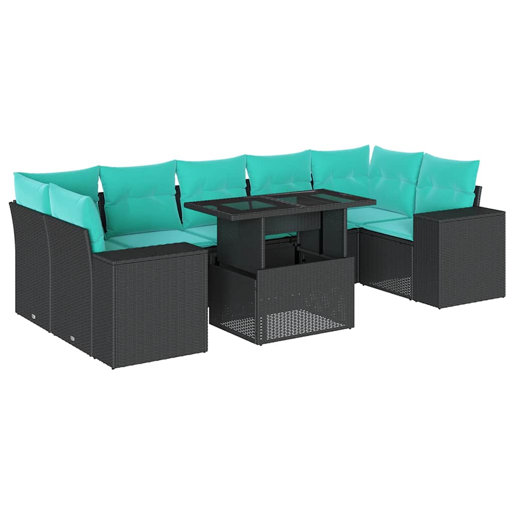 8-Teiliges Gartensofa-Set Mit Kissen, Es Polyrattan