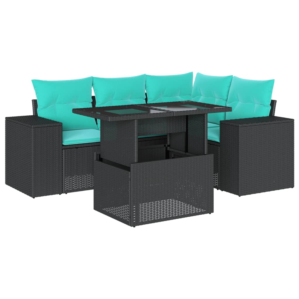 5-Teiliges Gartensofa-Set Mit Kissen, Es Polyrattan