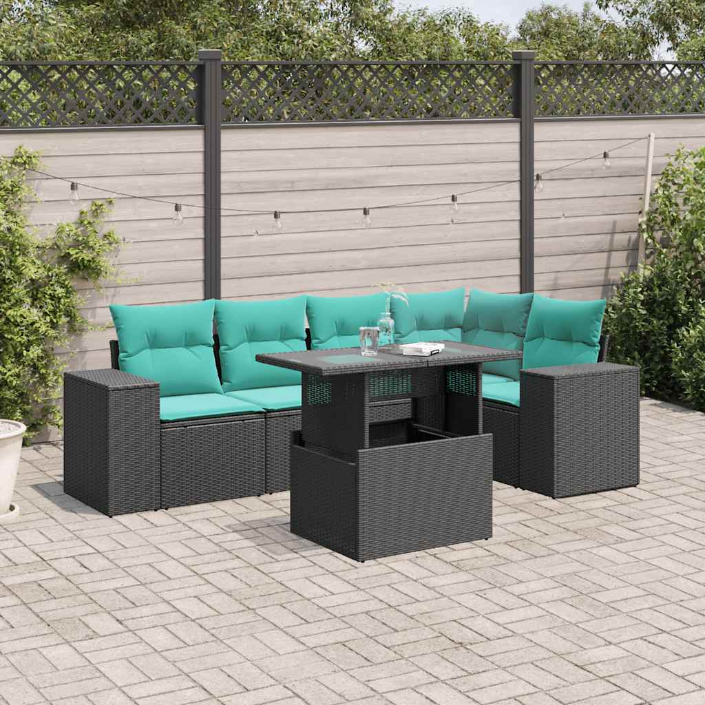 6-Teiliges Gartensofa-Set Mit Kissen, Es Polyrattan