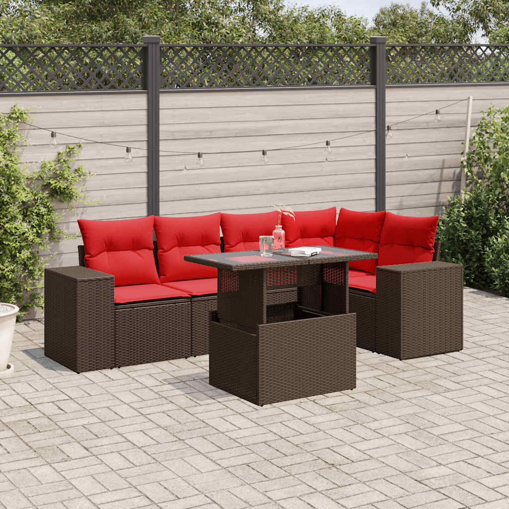 6-Teiliges Gartensofa-Set Mit Kissen, Es Polyrattan