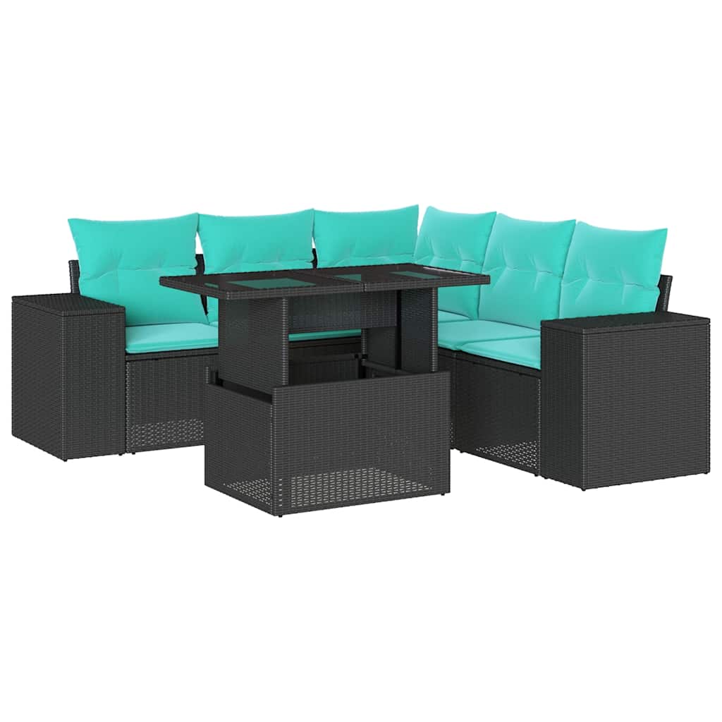 6-Teiliges Gartensofa-Set Mit Kissen, Es Polyrattan