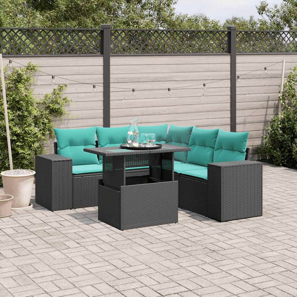 6-Teiliges Gartensofa-Set Mit Kissen, Es Polyrattan