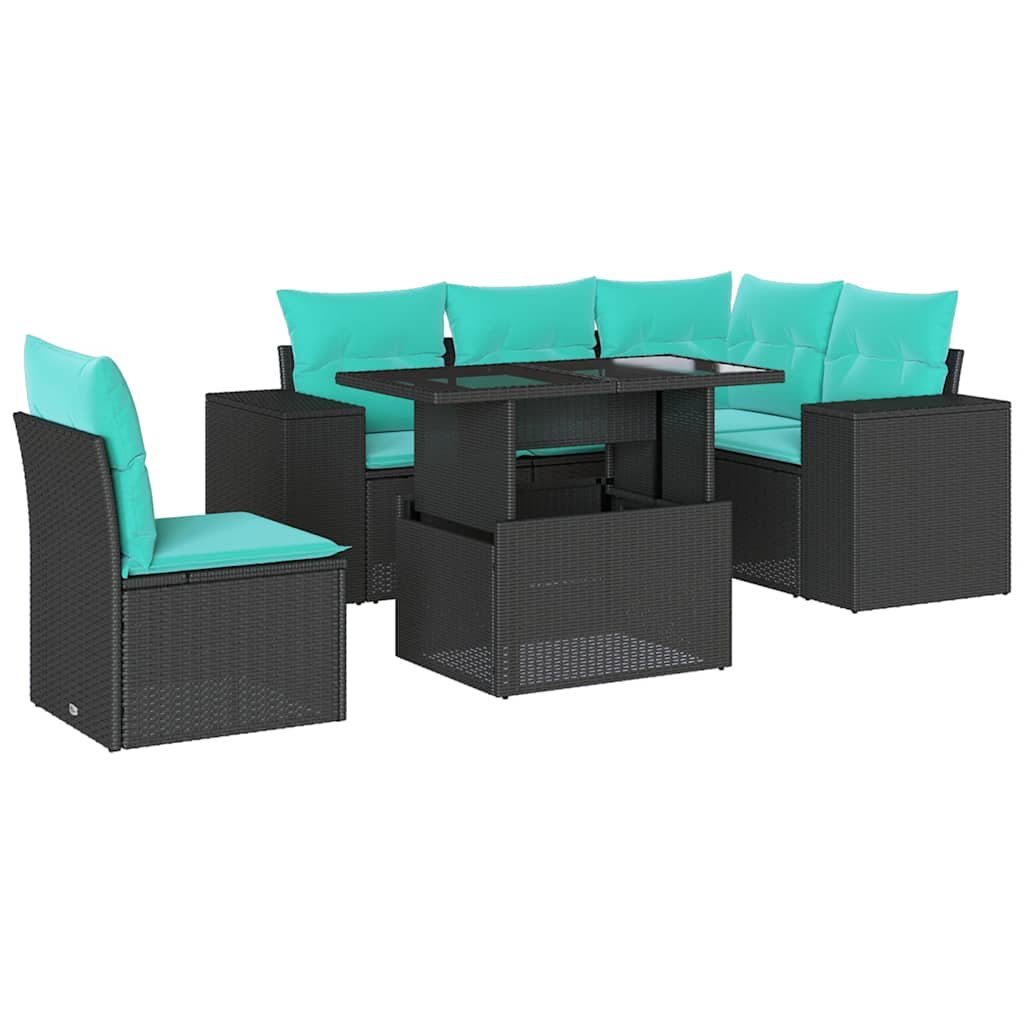 6-Teiliges Gartensofa-Set Mit Kissen, Es Polyrattan