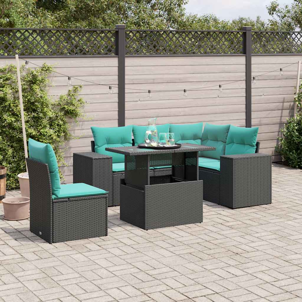 6-Teiliges Gartensofa-Set Mit Kissen, Es Polyrattan