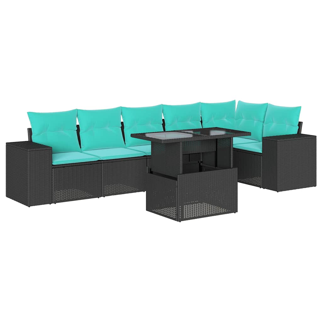 7-Teiliges Gartensofa-Set Mit Kissen, Es Polyrattan