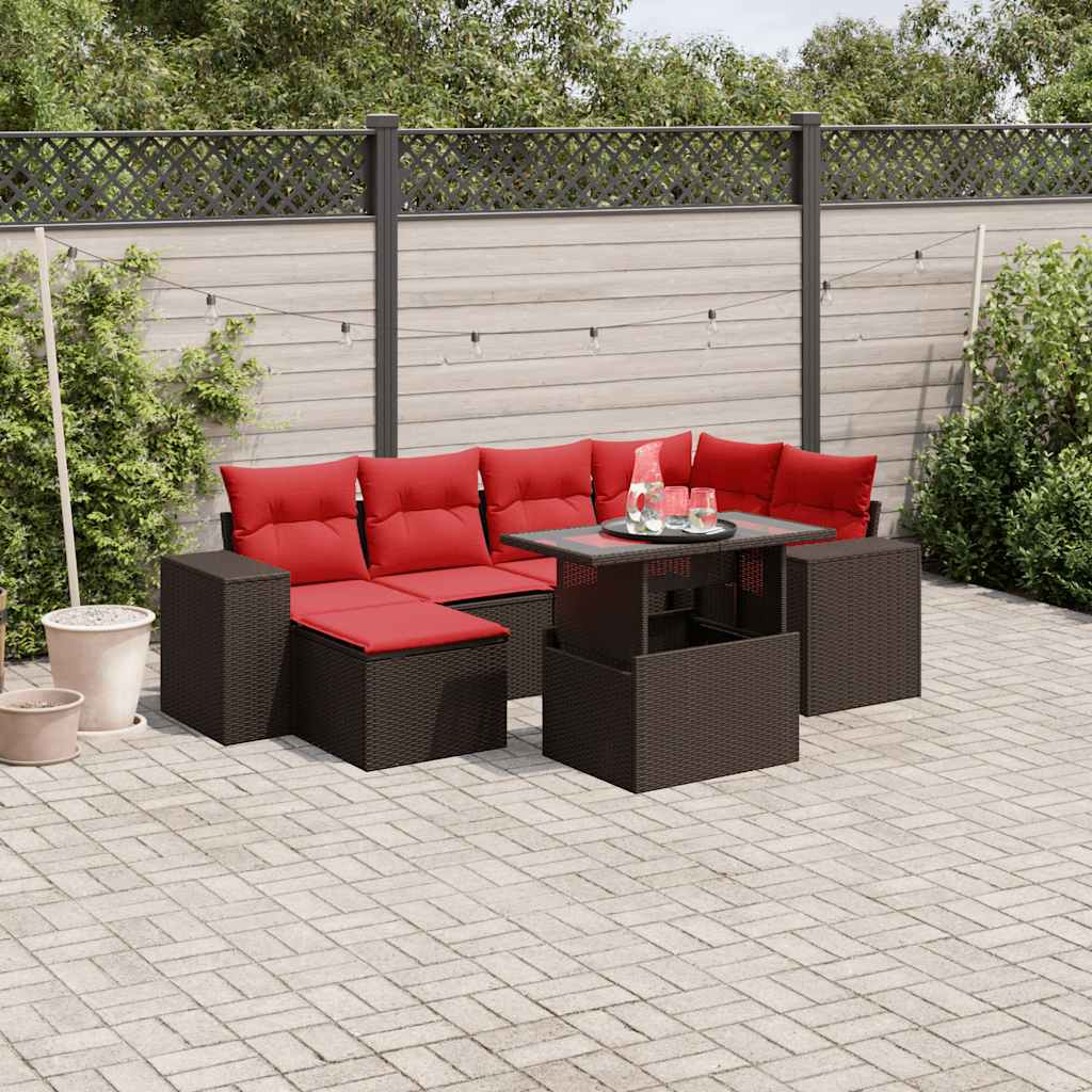 9-Tlg. Garten-Sofagarnitur Mit Kissen Poly Rattan