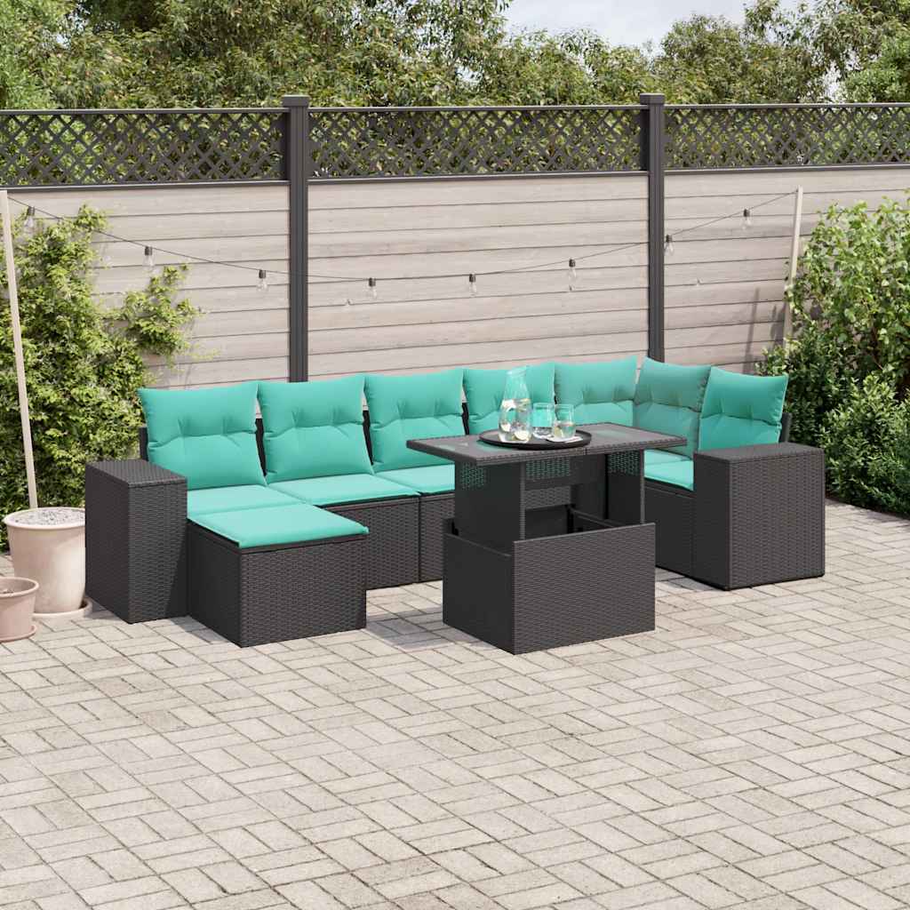 8-Teiliges Gartensofa-Set Mit Kissen, Es Polyrattan