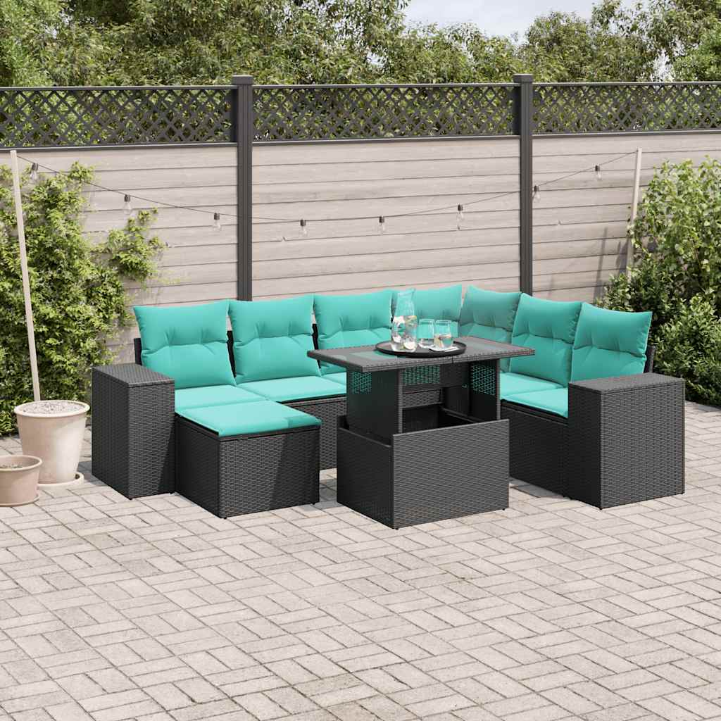 8-Teiliges Gartensofa-Set Mit Kissen, Es Polyrattan