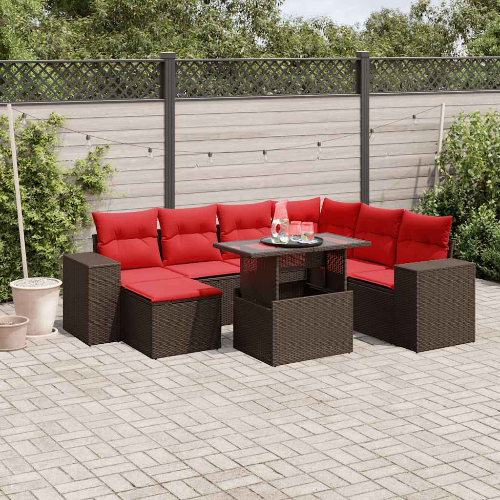 8-Teiliges Gartensofa-Set Mit Kissen, Es Polyrattan