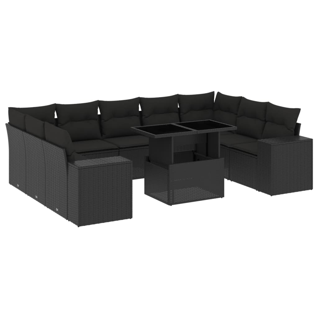 10-Tlg. Garten-Sofagarnitur Mit Kissen Poly Rattan