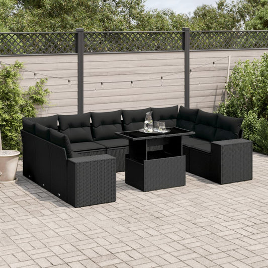 10-Tlg. Garten-Sofagarnitur Mit Kissen Poly Rattan