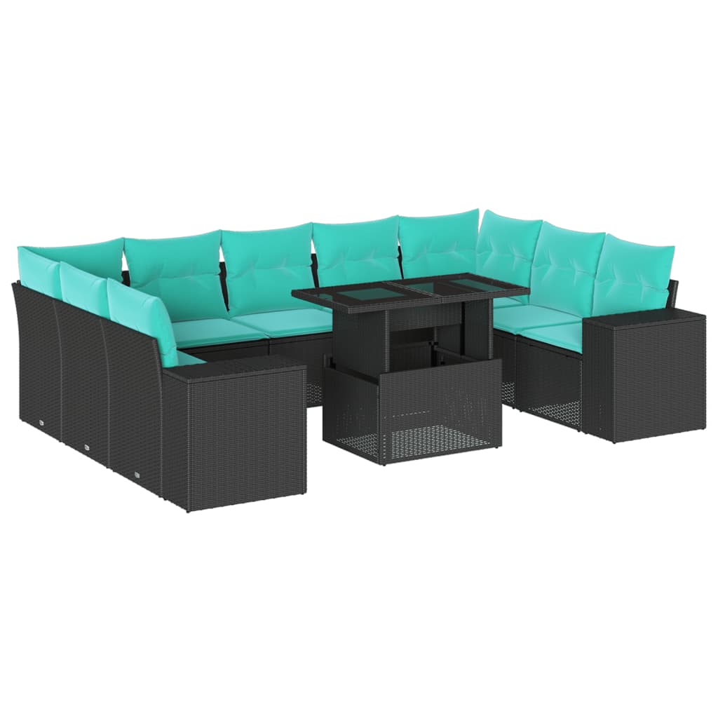 10-Teiliges Gartensofa-Set Mit Kissen, Es Polyrattan