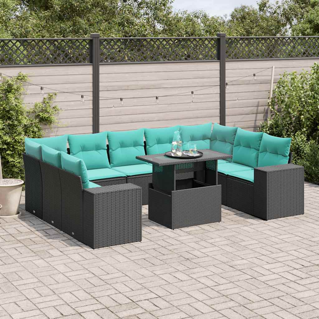 10-Teiliges Gartensofa-Set Mit Kissen, Es Polyrattan