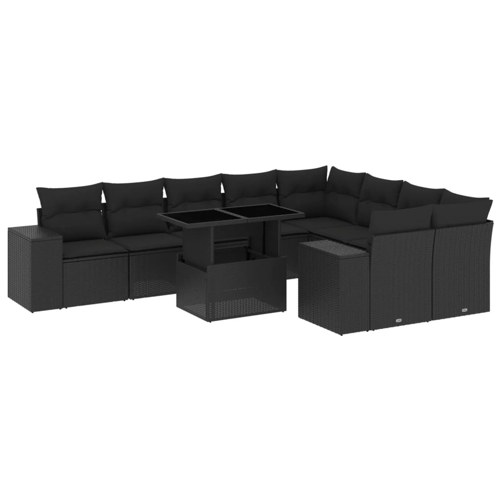 10-Tlg. Garten-Sofagarnitur Mit Kissen Poly Rattan