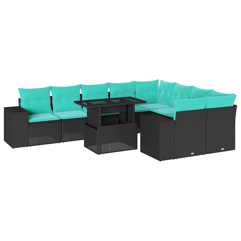 10-Teiliges Gartensofa-Set Mit Kissen, Es Polyrattan