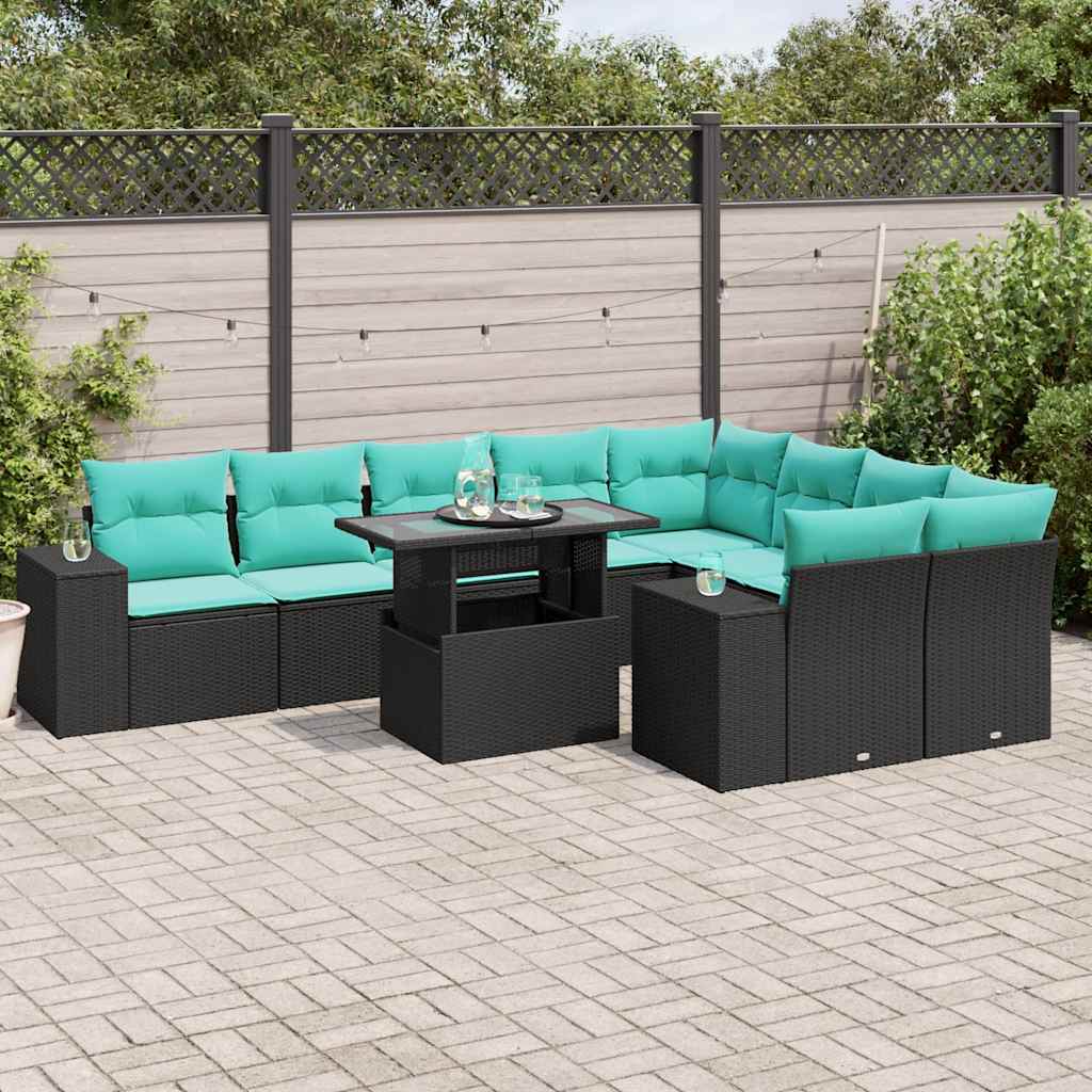 10-Teiliges Gartensofa-Set Mit Kissen, Es Polyrattan