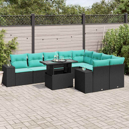 10-Teiliges Gartensofa-Set Mit Kissen, Es Polyrattan