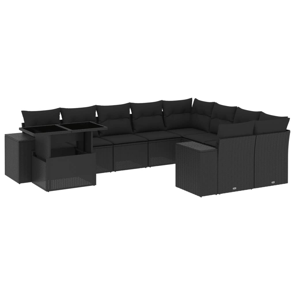 10-Tlg. Garten-Sofagarnitur Mit Kissen Poly Rattan
