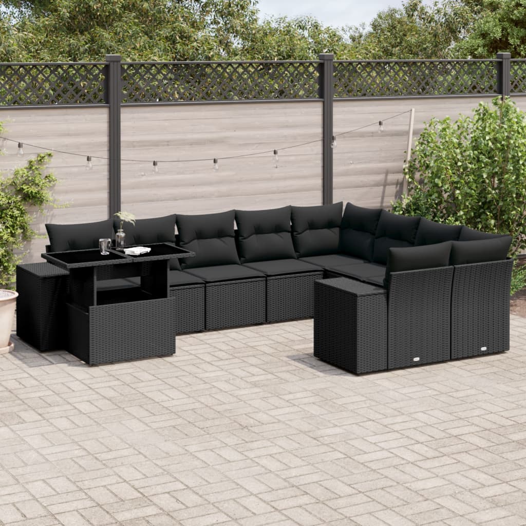 10-Tlg. Garten-Sofagarnitur Mit Kissen Poly Rattan