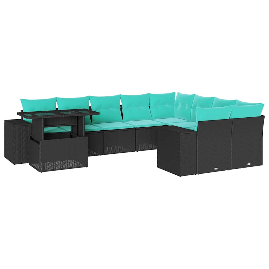 10-Teiliges Gartensofa-Set Mit Kissen, Es Polyrattan