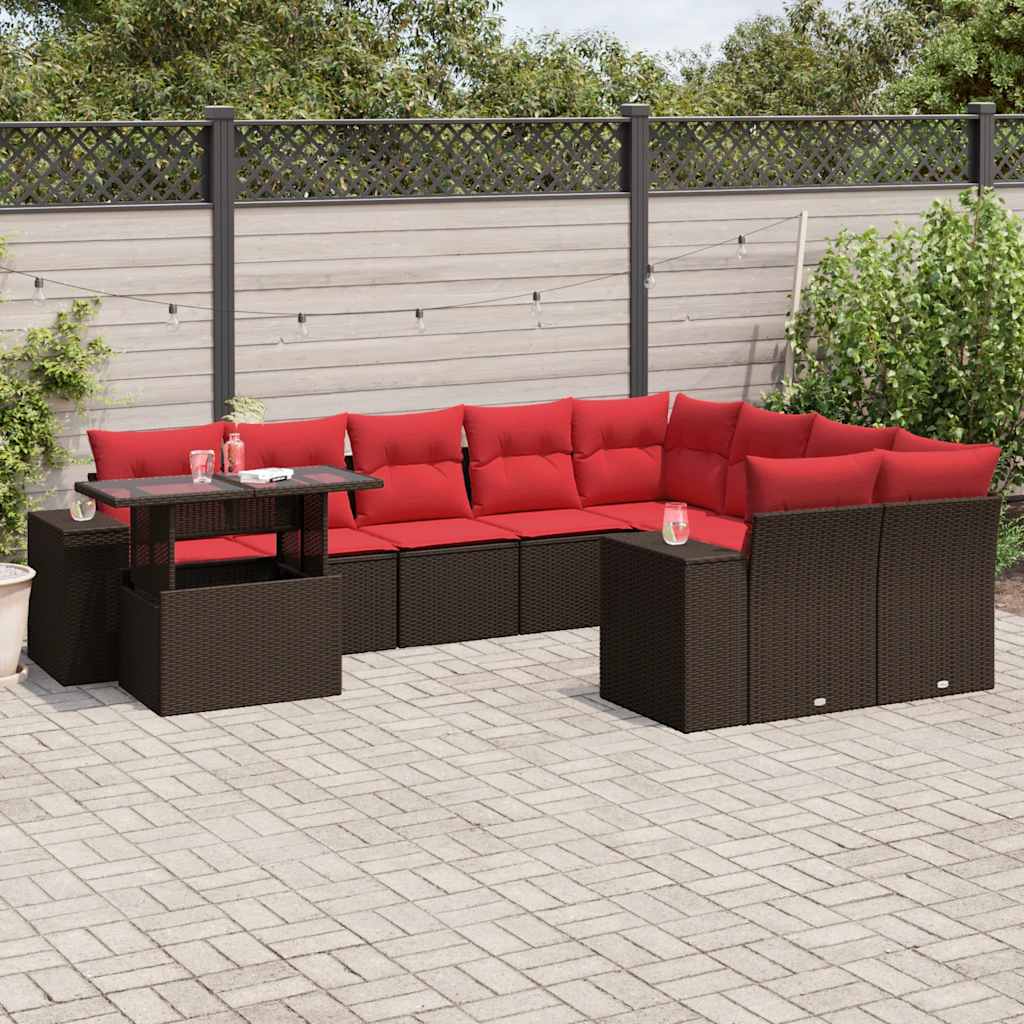 10-Teiliges Gartensofa-Set Mit Kissen, Es Polyrattan
