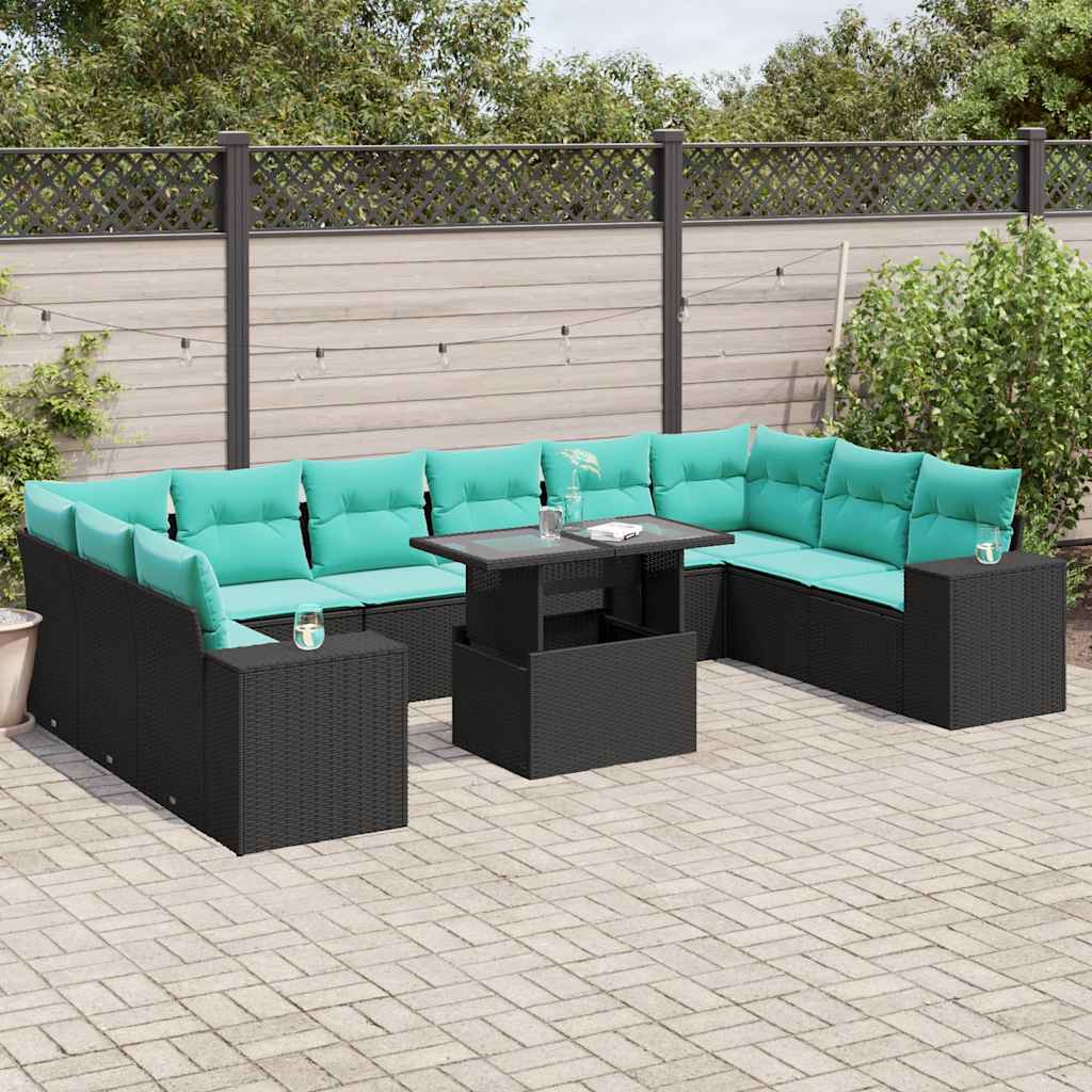 11-Teiliges Gartensofa-Set Mit Kissen, Es Polyrattan