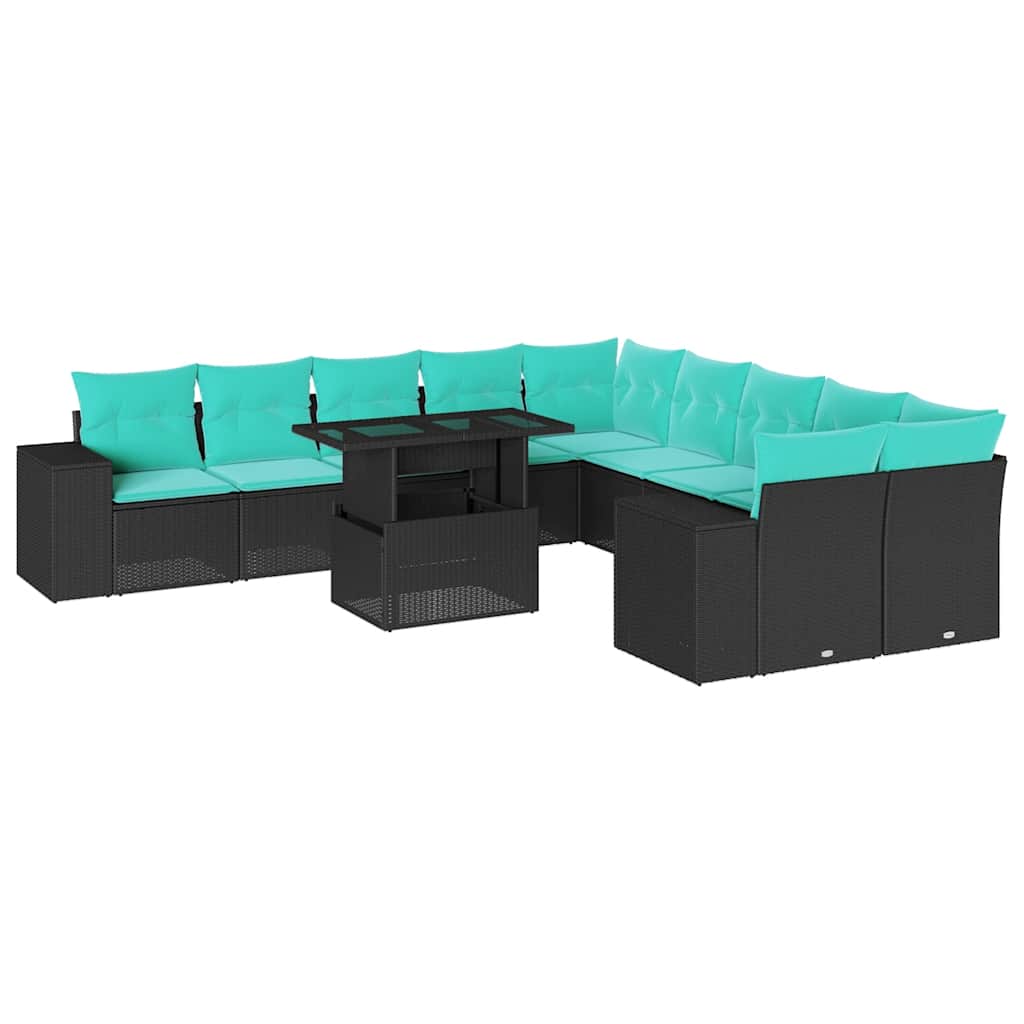 11-Teiliges Gartensofa-Set Mit Kissen, Es Polyrattan