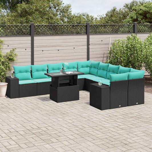 11-Teiliges Gartensofa-Set Mit Kissen, Es Polyrattan
