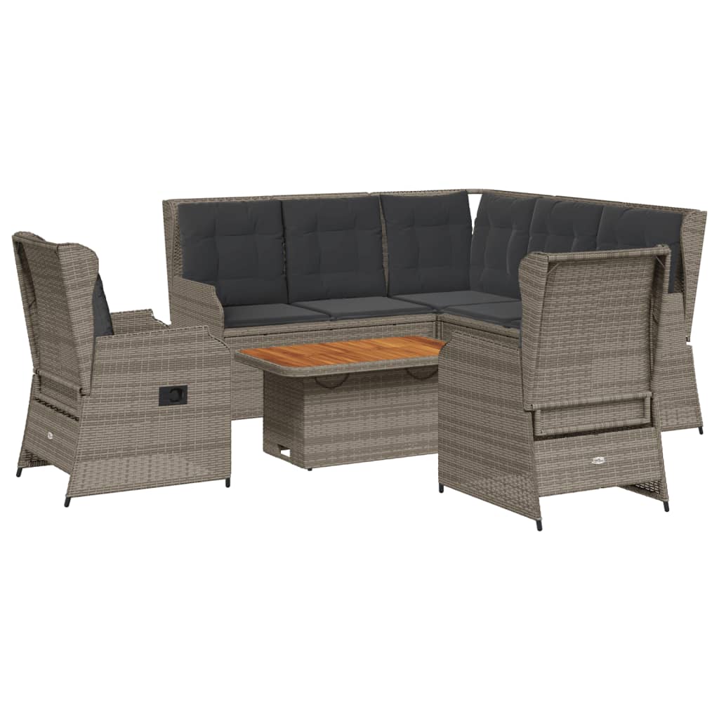 6-Tlg. Garten-Lounge-Set Mit Kissen Poly Rattan