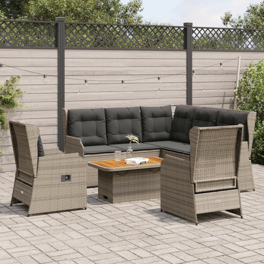 6-Tlg. Garten-Lounge-Set Mit Kissen Poly Rattan