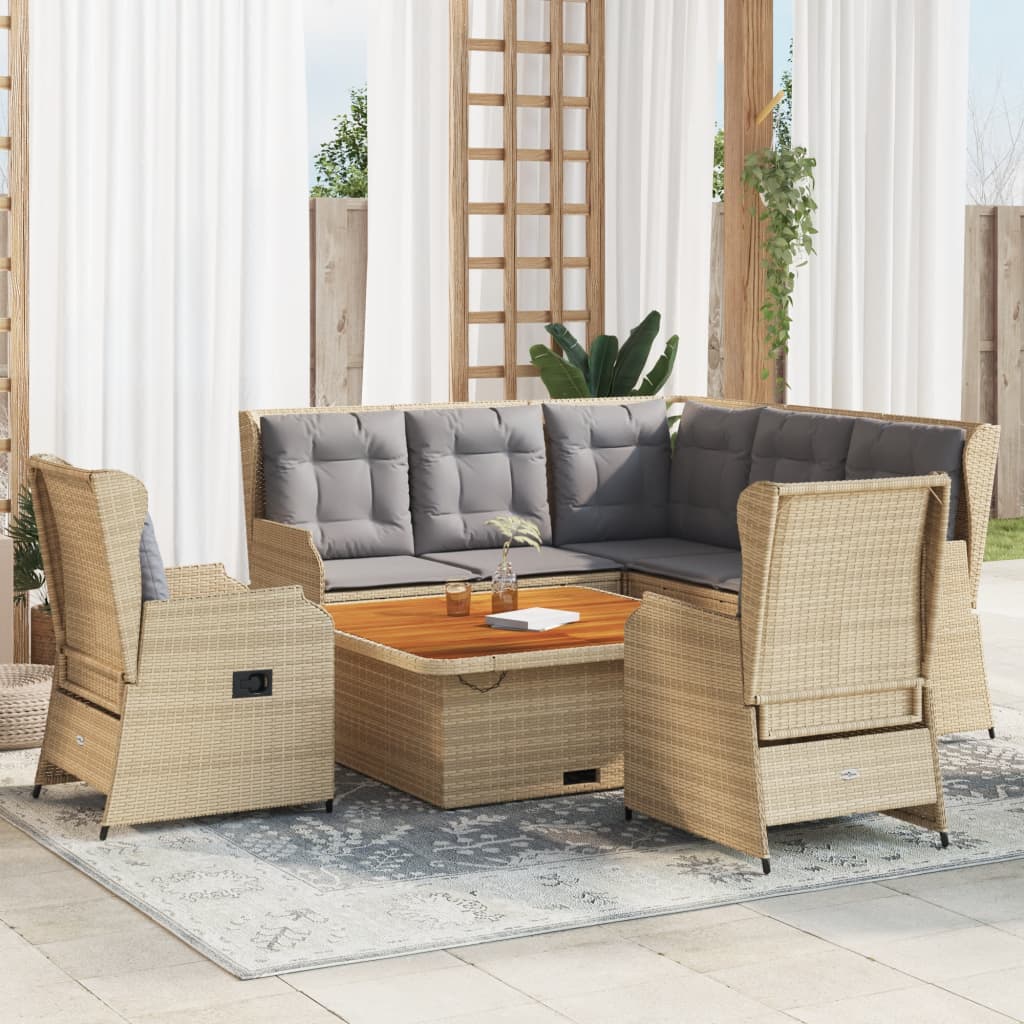 6-Tlg. Garten-Lounge-Set Mit Kissen Poly Rattan