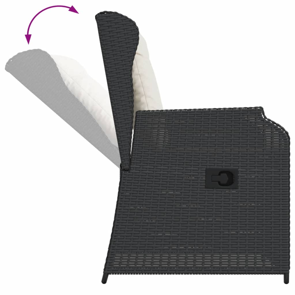 3-Tlg. Garten-Lounge-Set Mit Kissen Poly Rattan