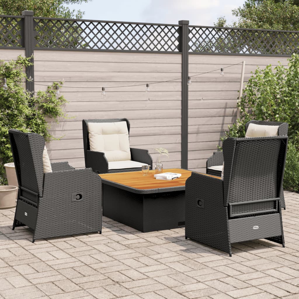5-Tlg. Garten-Lounge-Set Mit Kissen Beige Poly Rattan