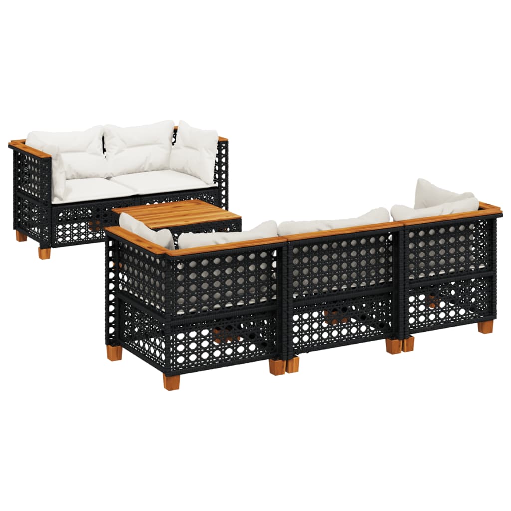 6-Tlg. Garten-Sofagarnitur Mit Kissen Poly Rattan