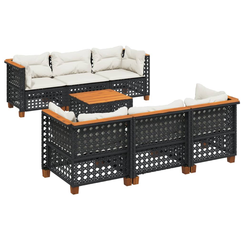 7-Tlg. Garten-Sofagarnitur Mit Kissen Poly Rattan
