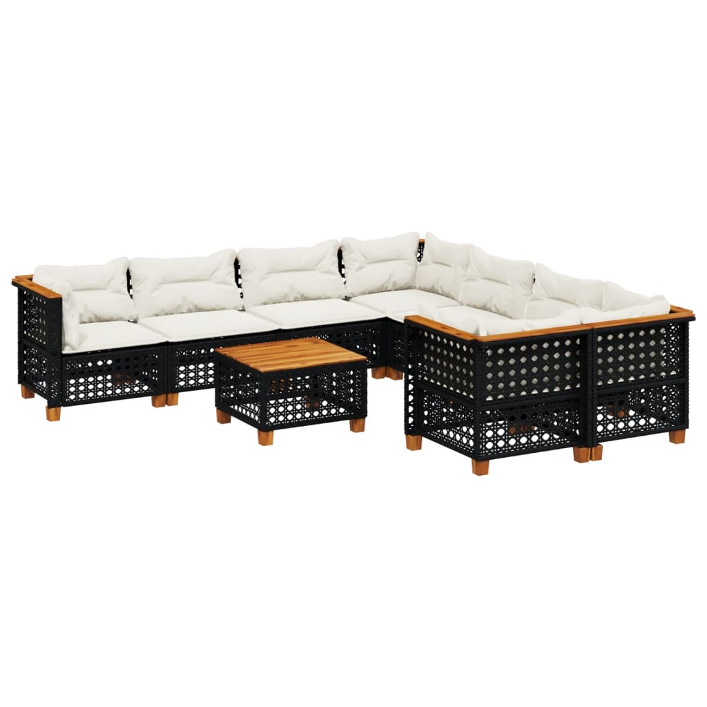 9-Tlg. Garten-Sofagarnitur Mit Kissen Poly Rattan