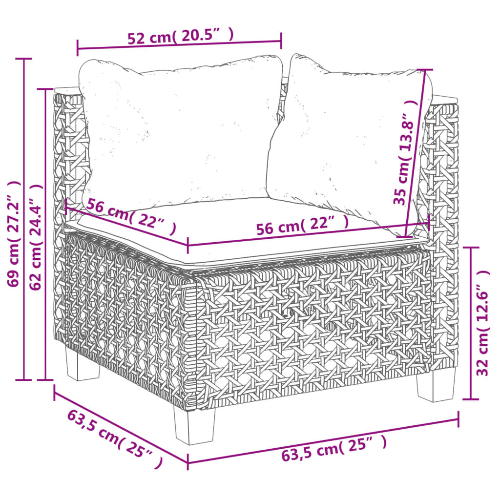 9-Tlg. Garten-Sofagarnitur Mit Kissen Poly Rattan