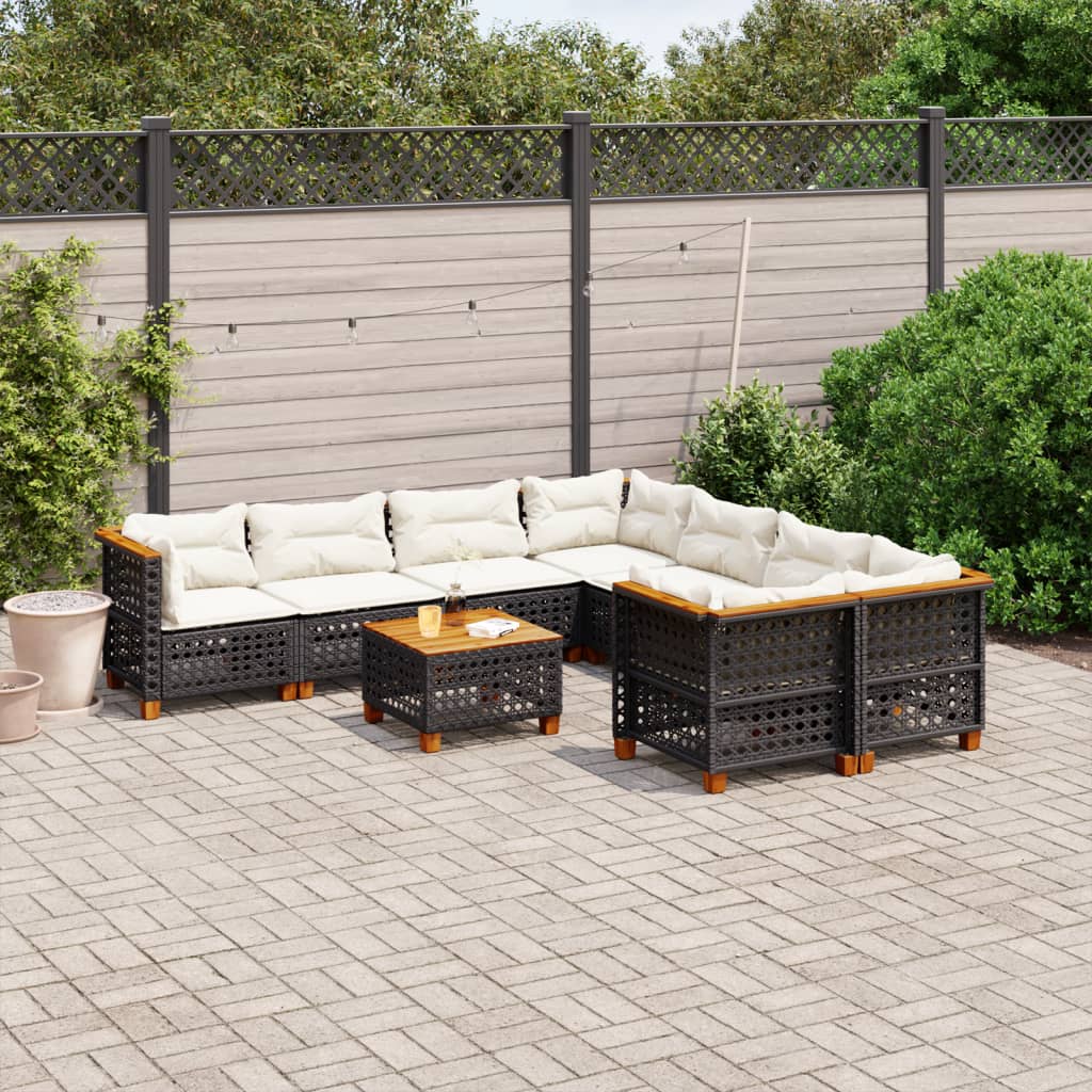 9-Tlg. Garten-Sofagarnitur Mit Kissen Poly Rattan