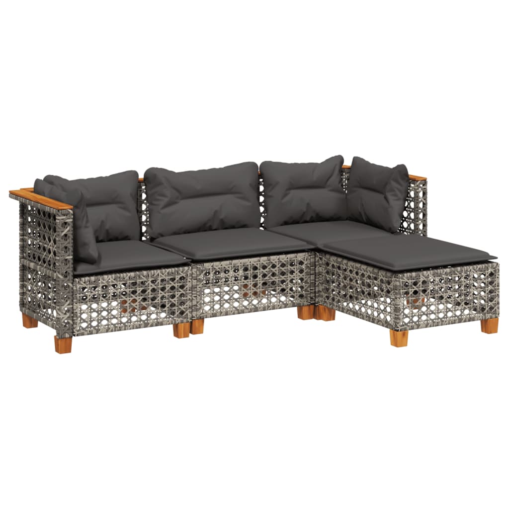 4-Tlg. Garten-Sofagarnitur Mit Kissen Poly Rattan