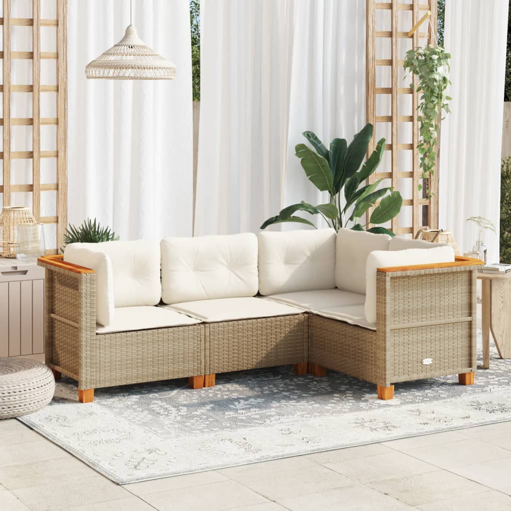 5-Tlg. Garten-Sofagarnitur Mit Kissen Poly Rattan