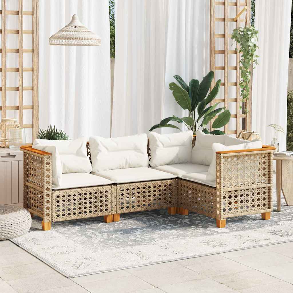 5-Tlg. Garten-Sofagarnitur Mit Kissen Poly Rattan