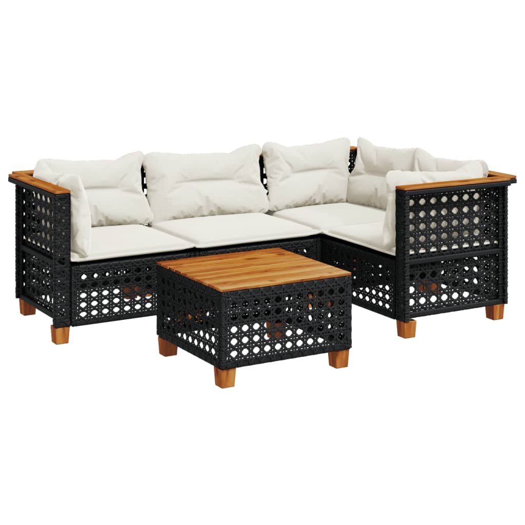 5-Tlg. Garten-Sofagarnitur Mit Kissen Poly Rattan