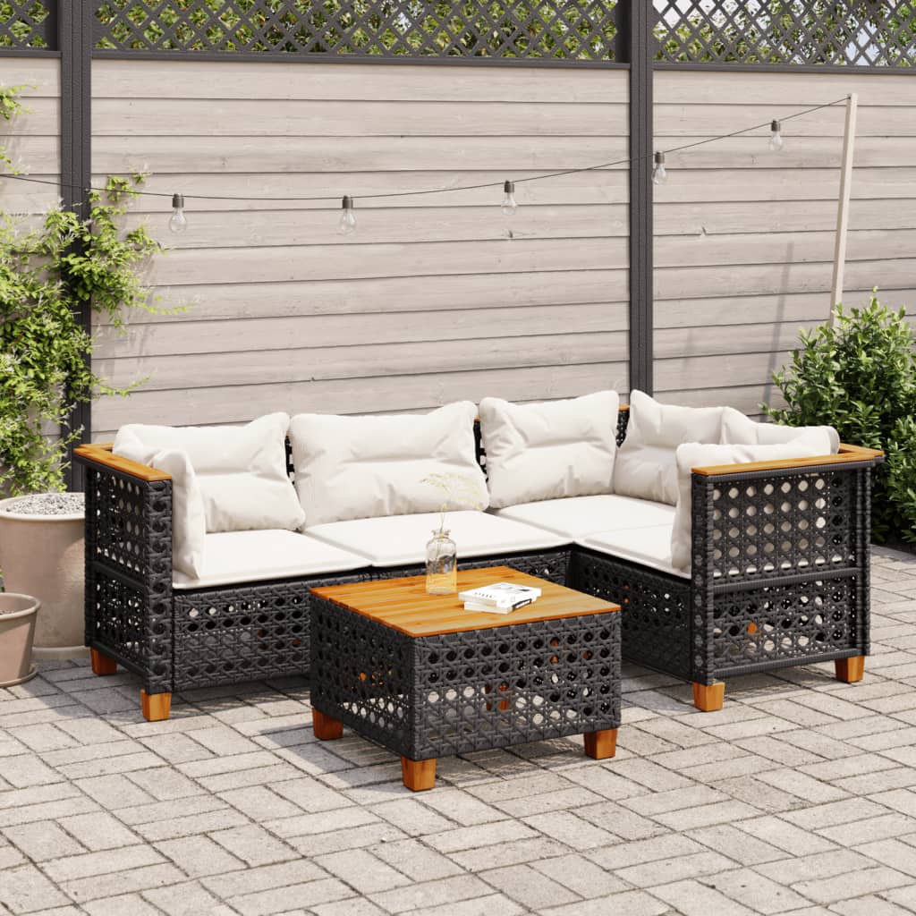 5-Tlg. Garten-Sofagarnitur Mit Kissen Poly Rattan