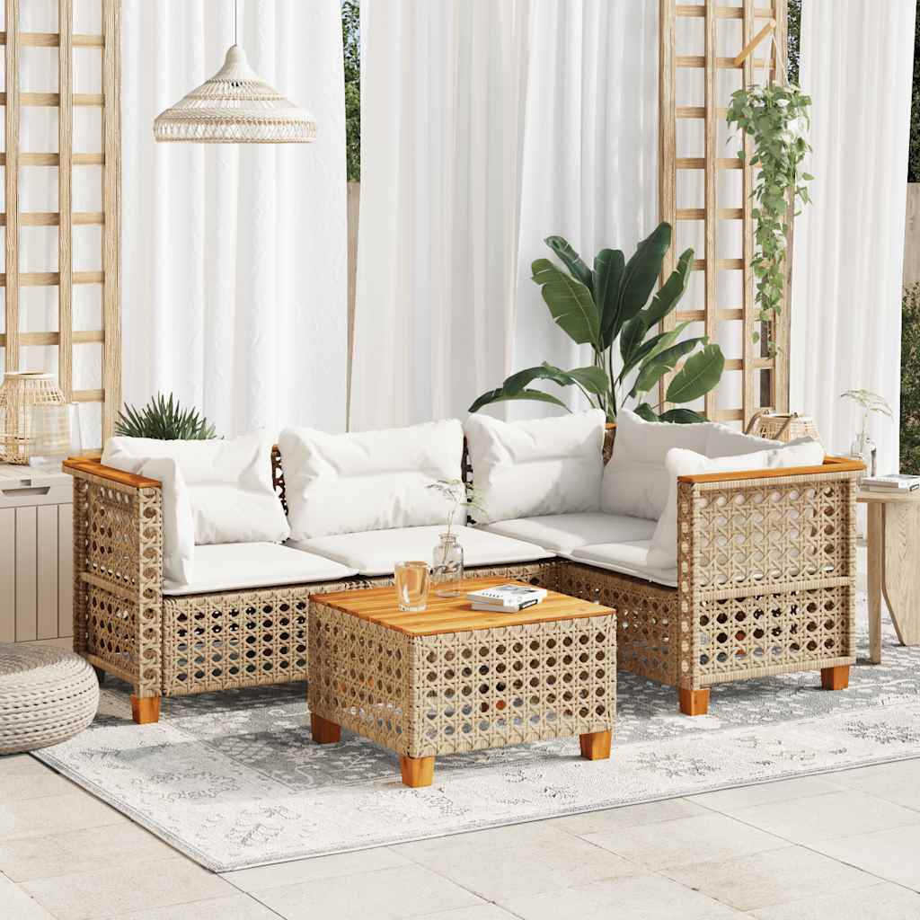 5-Tlg. Garten-Sofagarnitur Mit Kissen Poly Rattan