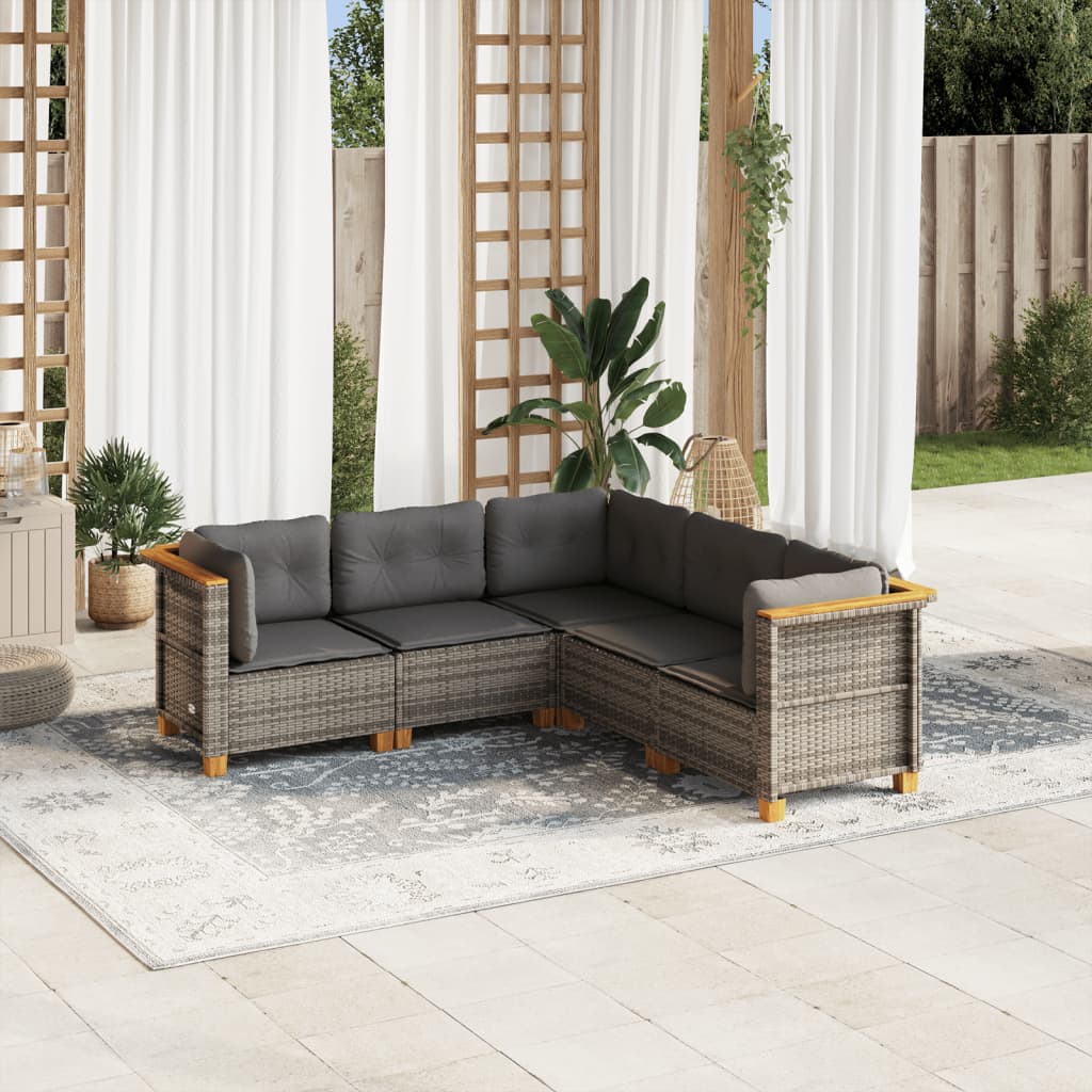 6-Tlg. Garten-Sofagarnitur Mit Kissen Poly Rattan