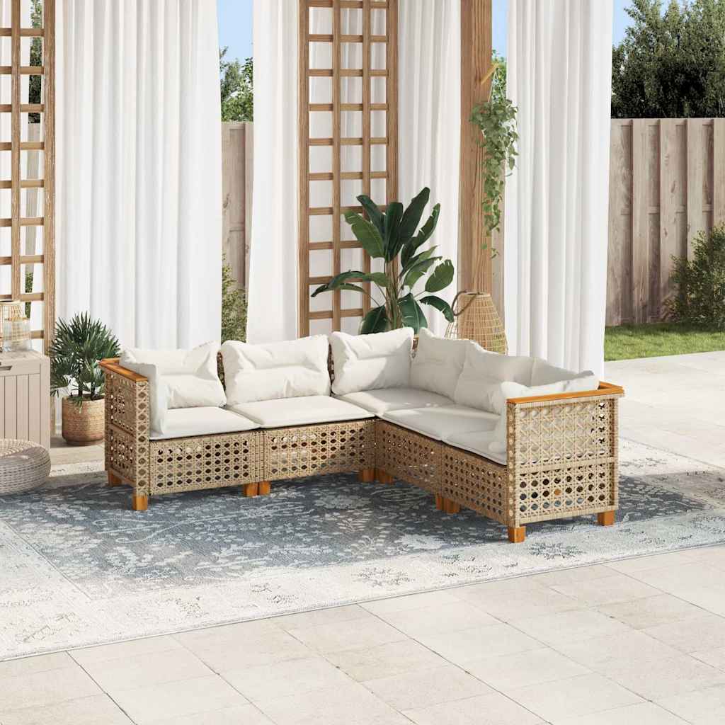 6-Tlg. Garten-Sofagarnitur Mit Kissen Poly Rattan