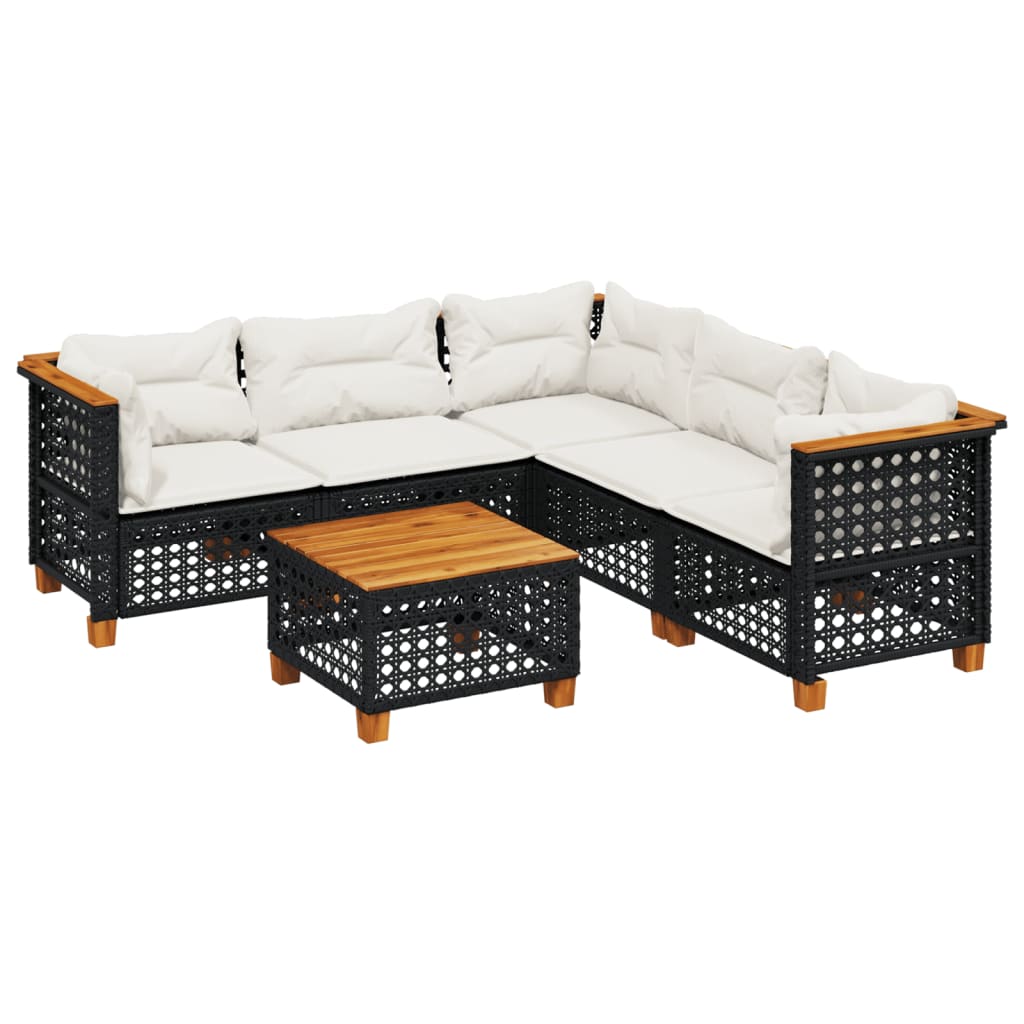 6-Tlg. Garten-Sofagarnitur Mit Kissen Poly Rattan