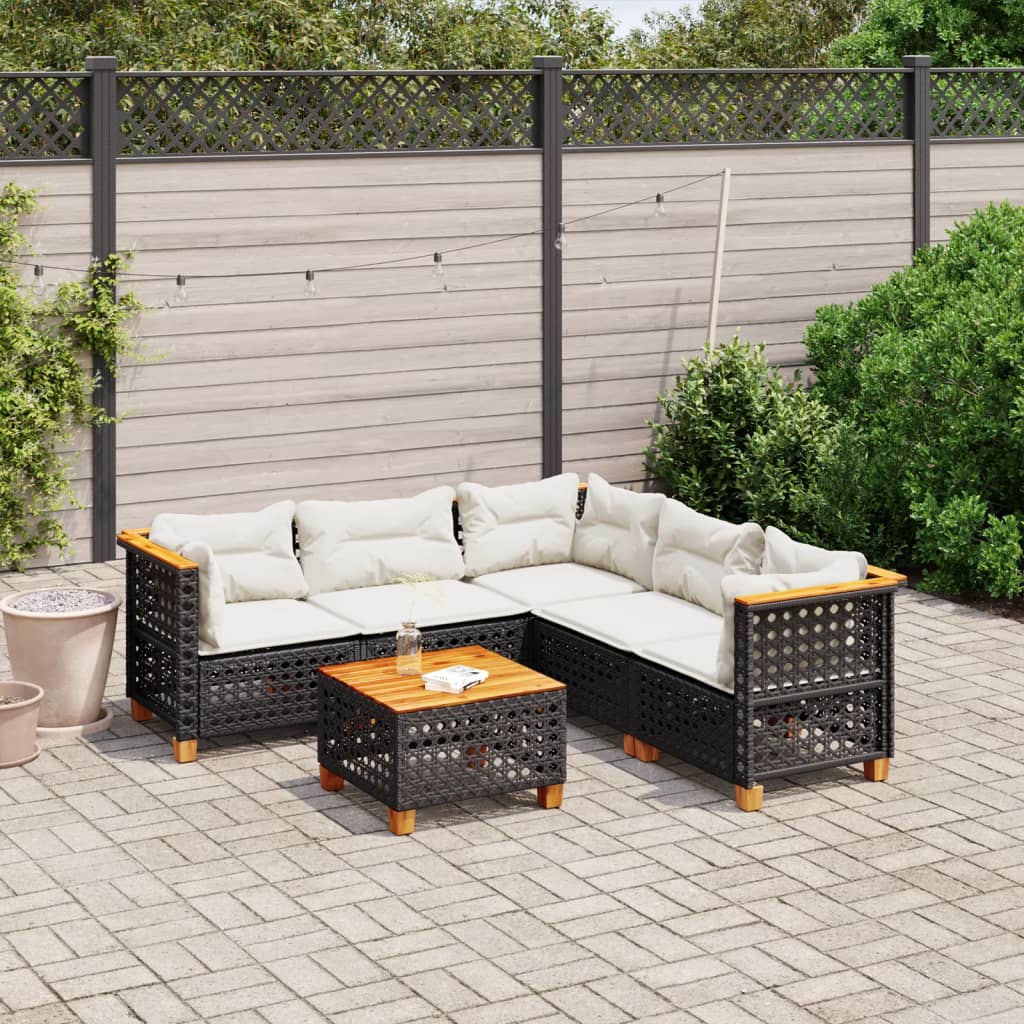 6-Tlg. Garten-Sofagarnitur Mit Kissen Poly Rattan