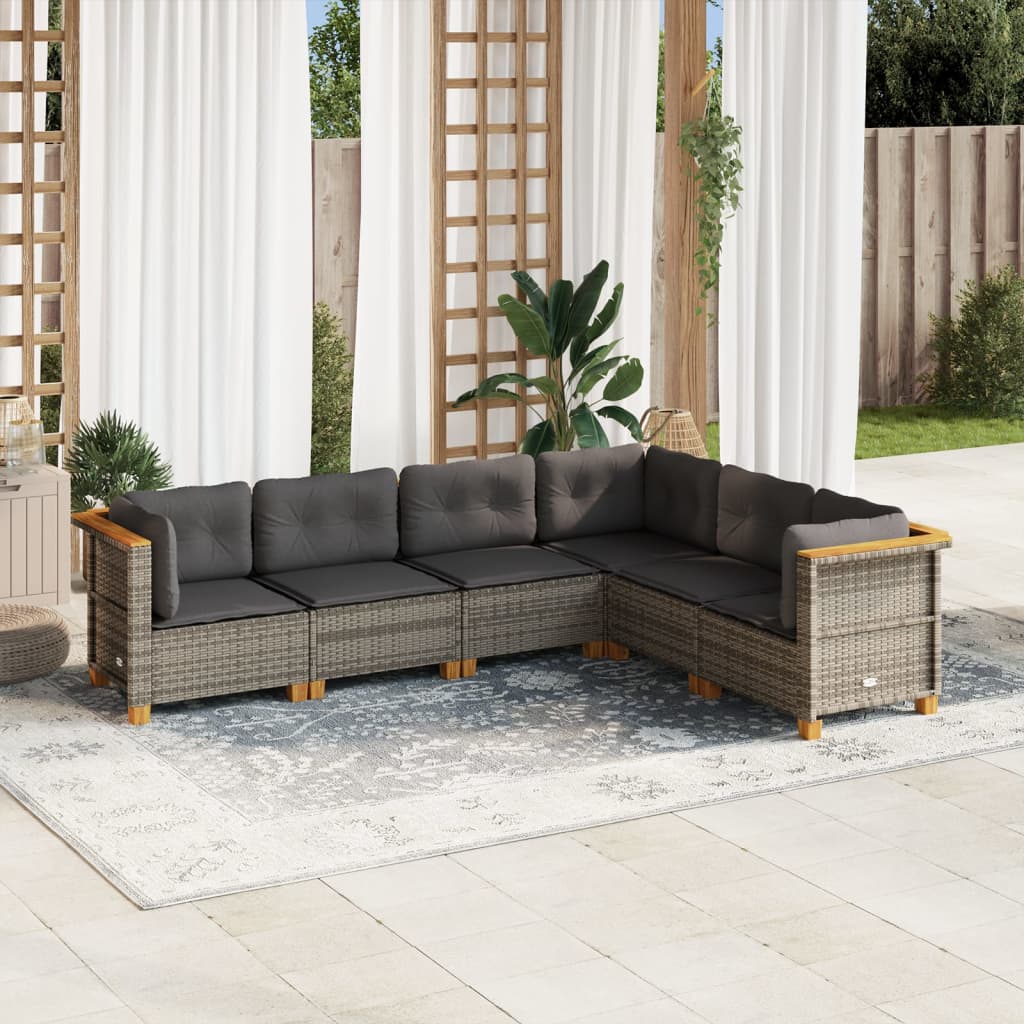 7-Tlg. Garten-Sofagarnitur Mit Kissen Poly Rattan